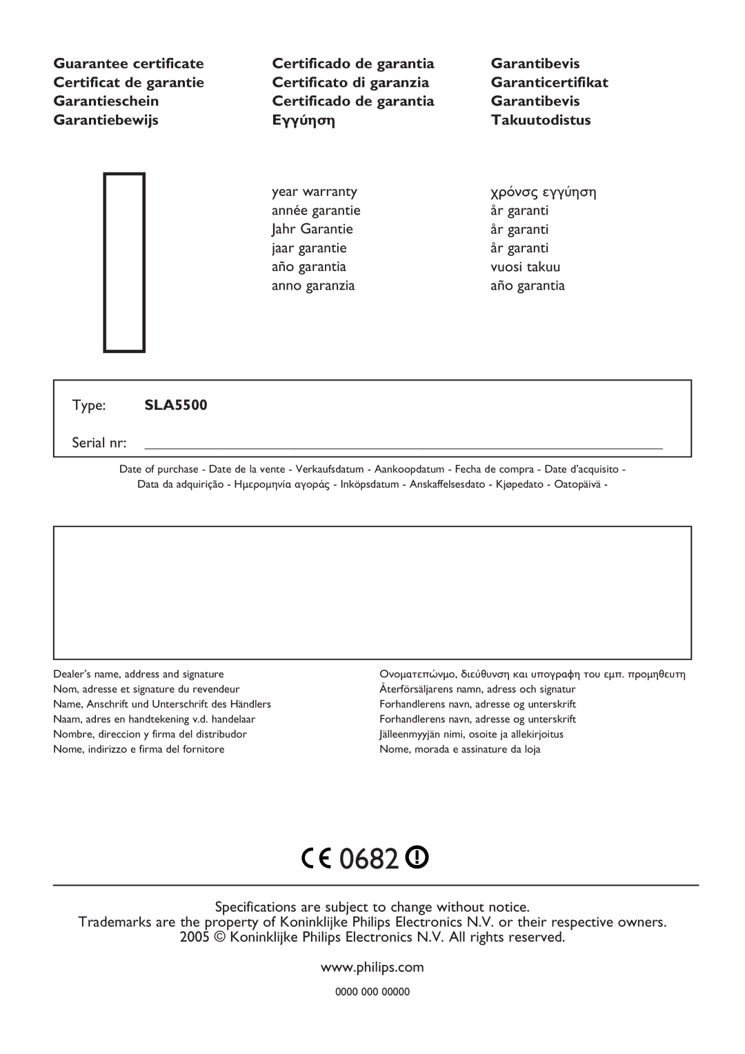 Philips SLA5500 user manual 0682 