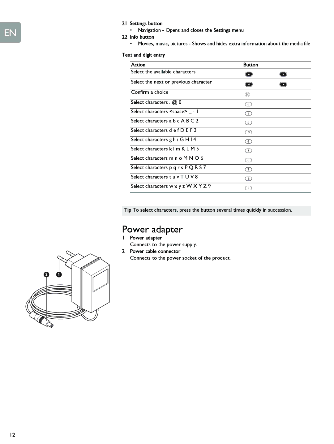 Philips SLM5500 user manual Power adapter 