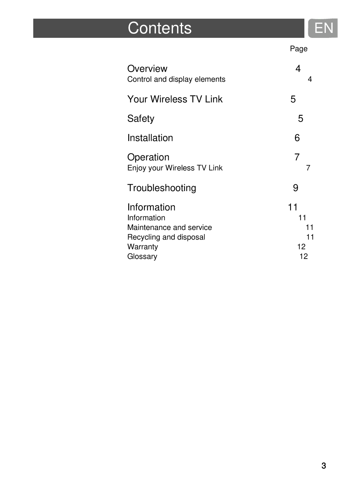 Philips SLV3220 user manual Contents 