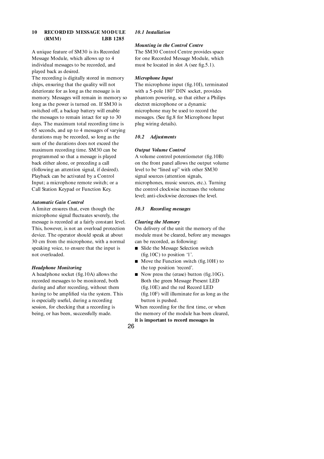 Philips SM30 manual Automatic Gain Control, Headphone Monitoring, Microphone Input, Adjustments Output Volume Control 