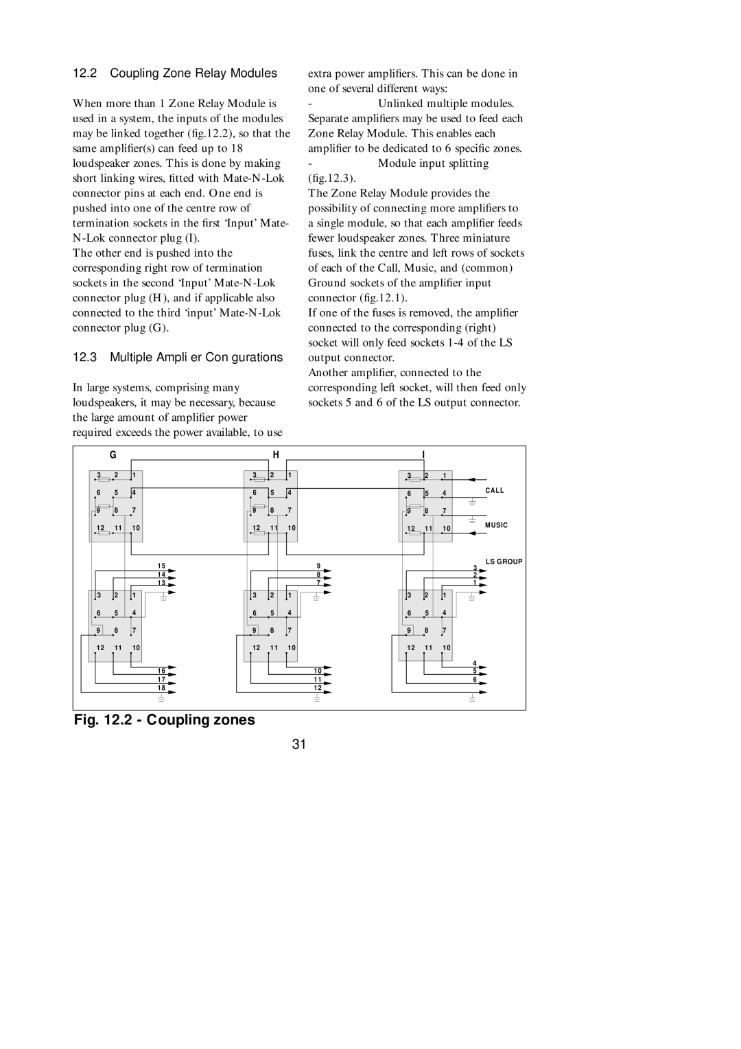 Philips SM30 manual Coupling Zone Relay Modules, Multiple Ampliﬁer Conﬁgurations 