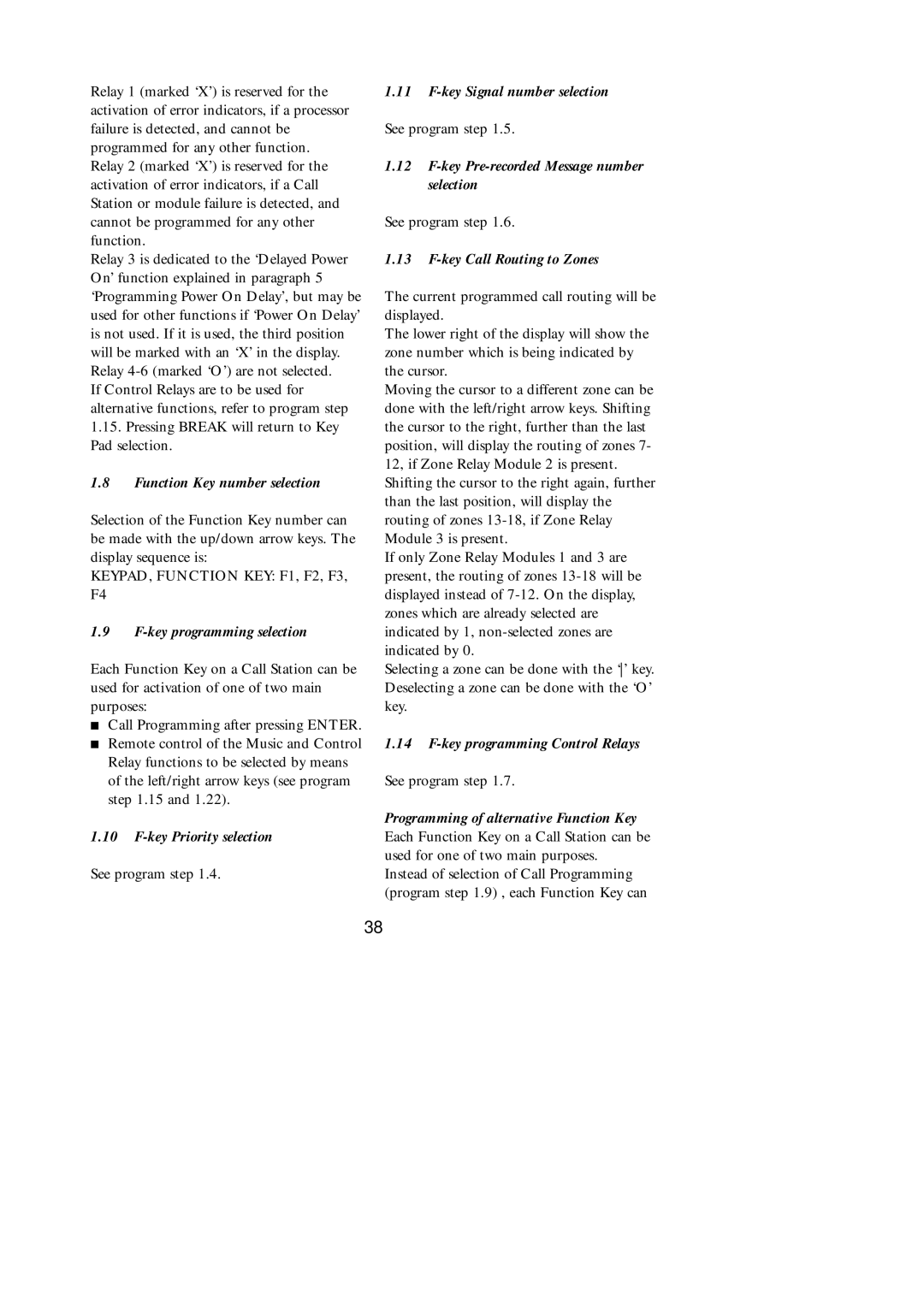 Philips SM30 Function Key number selection, Key programming selection, Key Priority selection, Key Signal number selection 