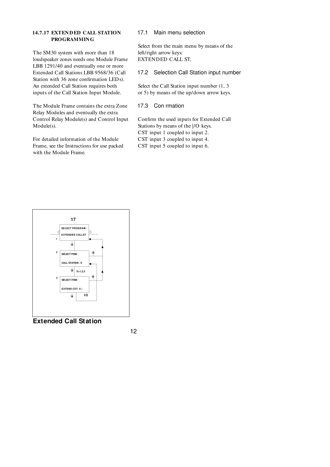 Philips SM30 manual Extended Call Station Programming, Selection Call Station input number, 17.3 Conﬁrmation 