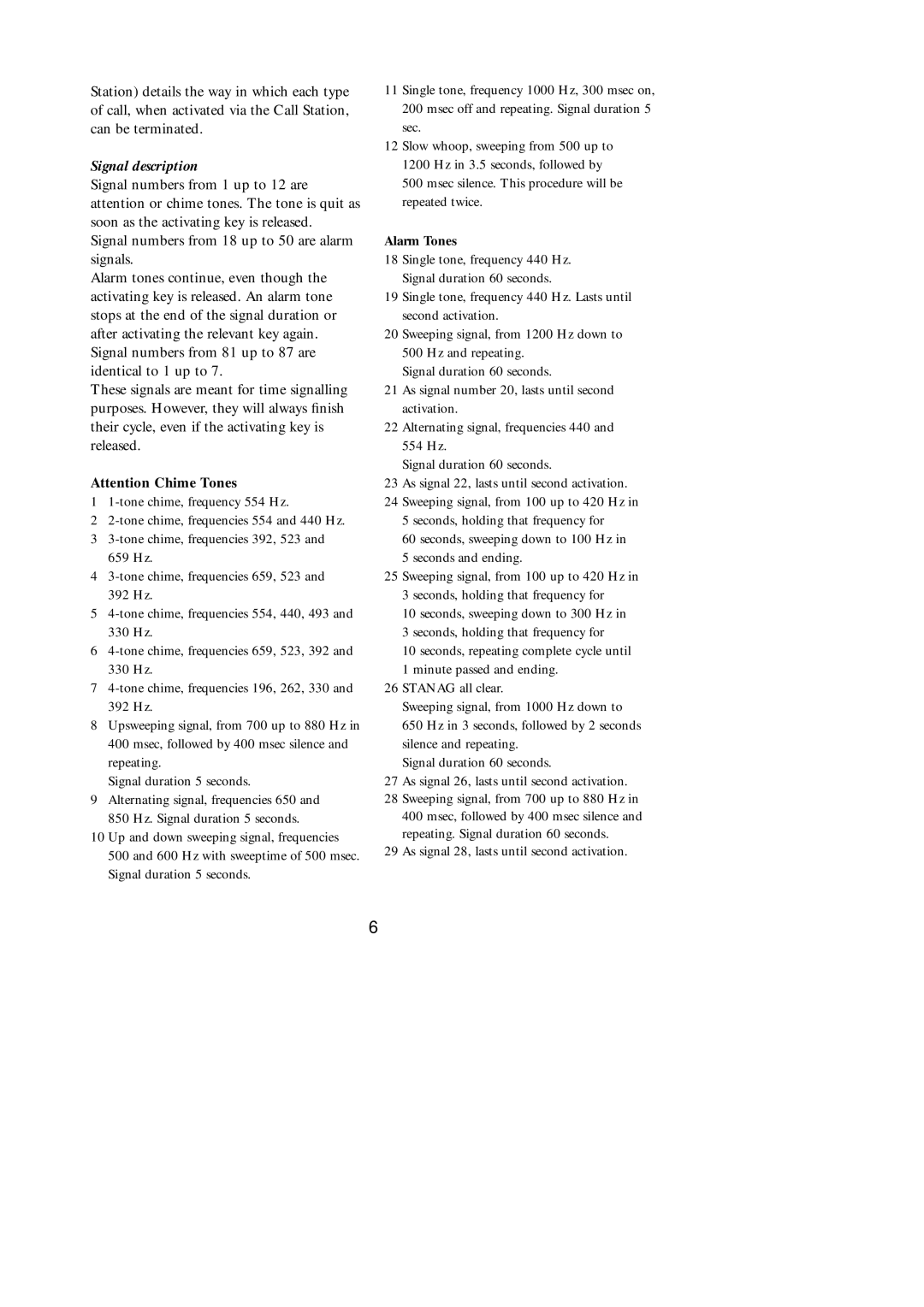 Philips SM30 manual Signal description, Alarm Tones 