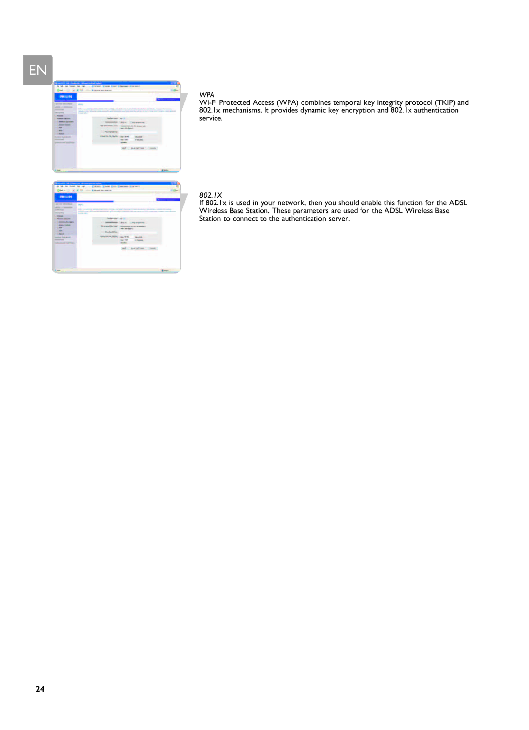 Philips SNA6500 user manual Wpa, 802.1X 