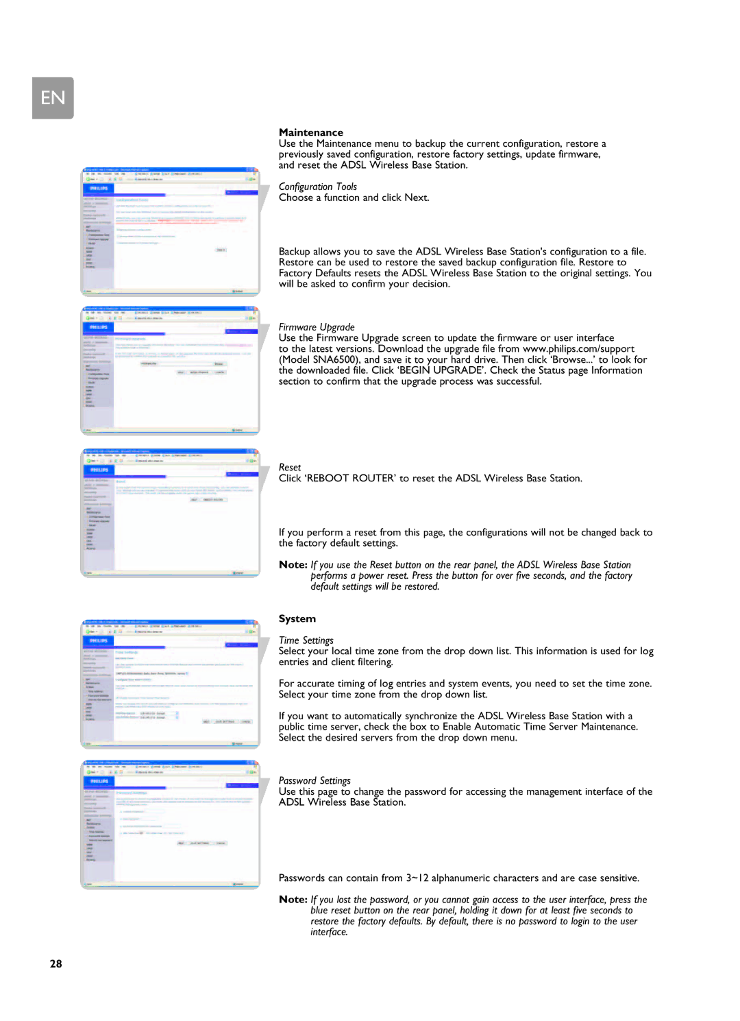 Philips SNA6500 user manual Maintenance, System 