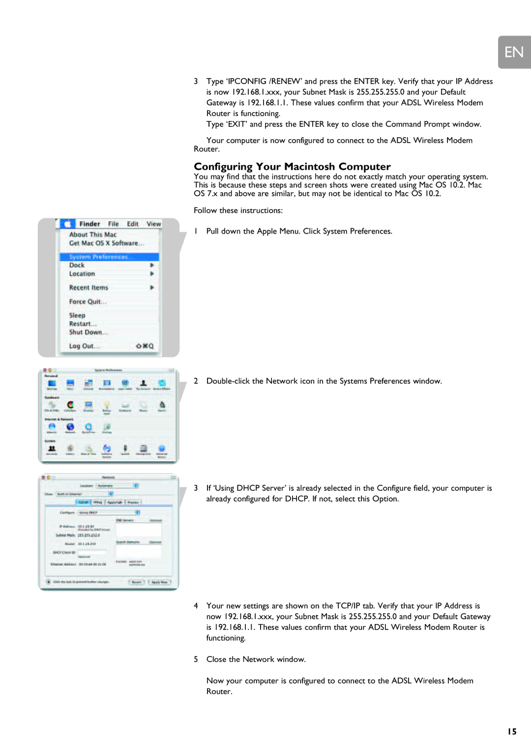 Philips SNA6640 user manual Configuring Your Macintosh Computer 