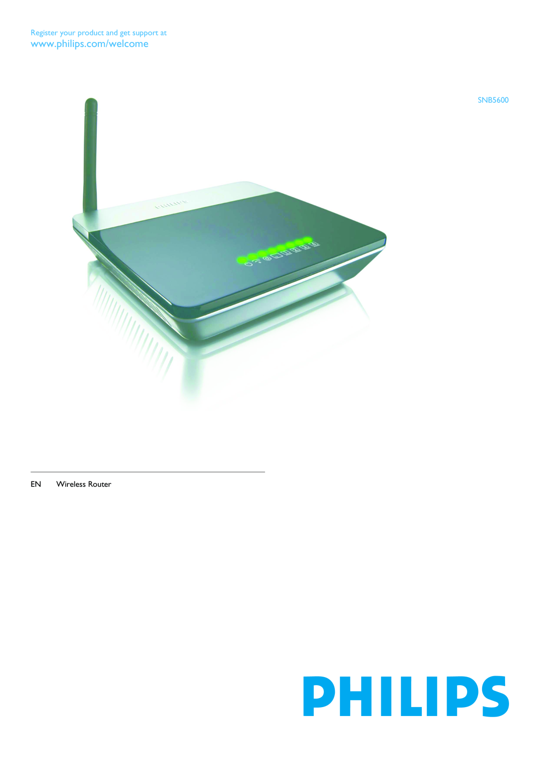 Philips SNB5600 manual Register your product and get support at, EN Wireless Router 