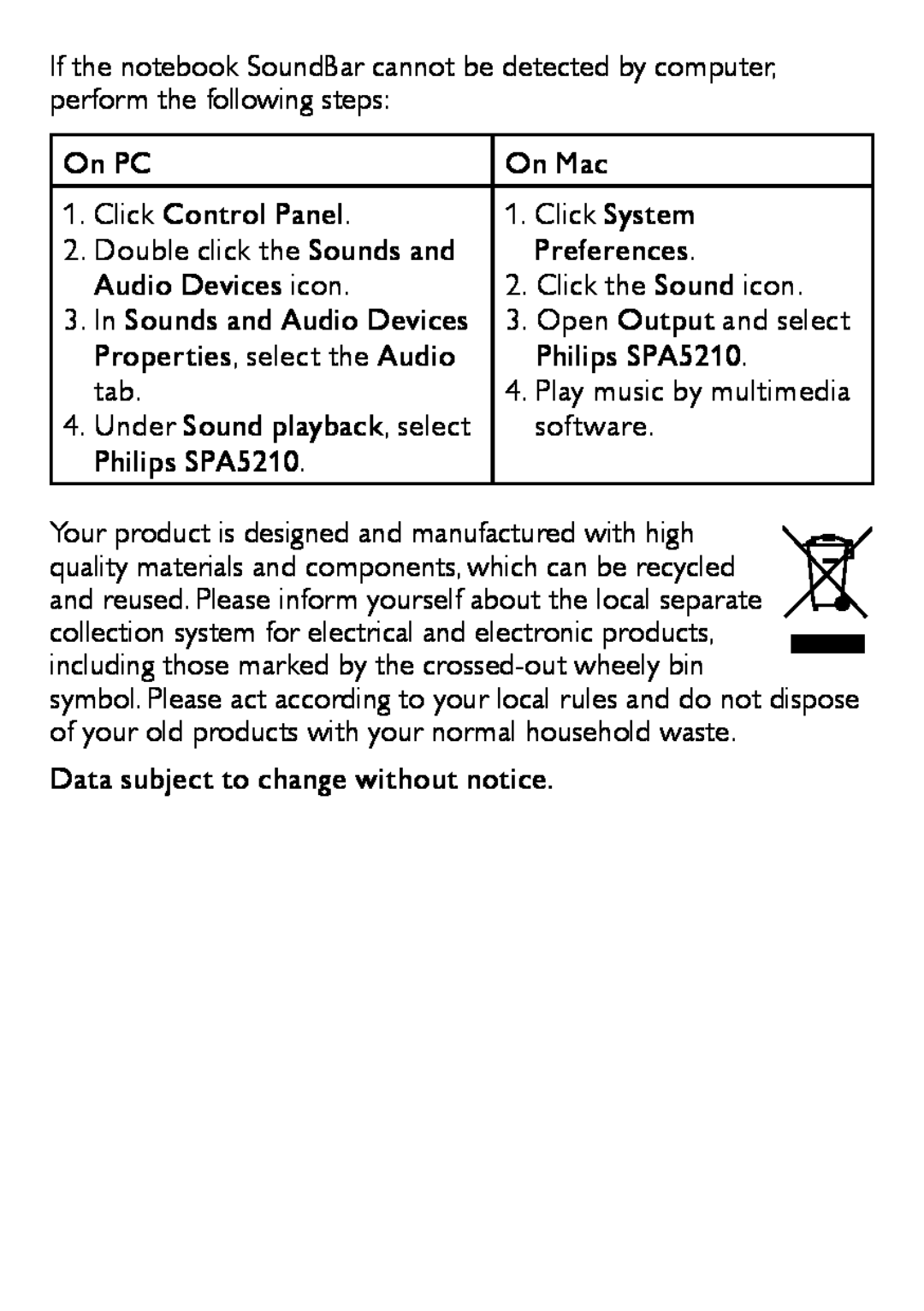 Philips SPA5210B/27 user manual On PC 