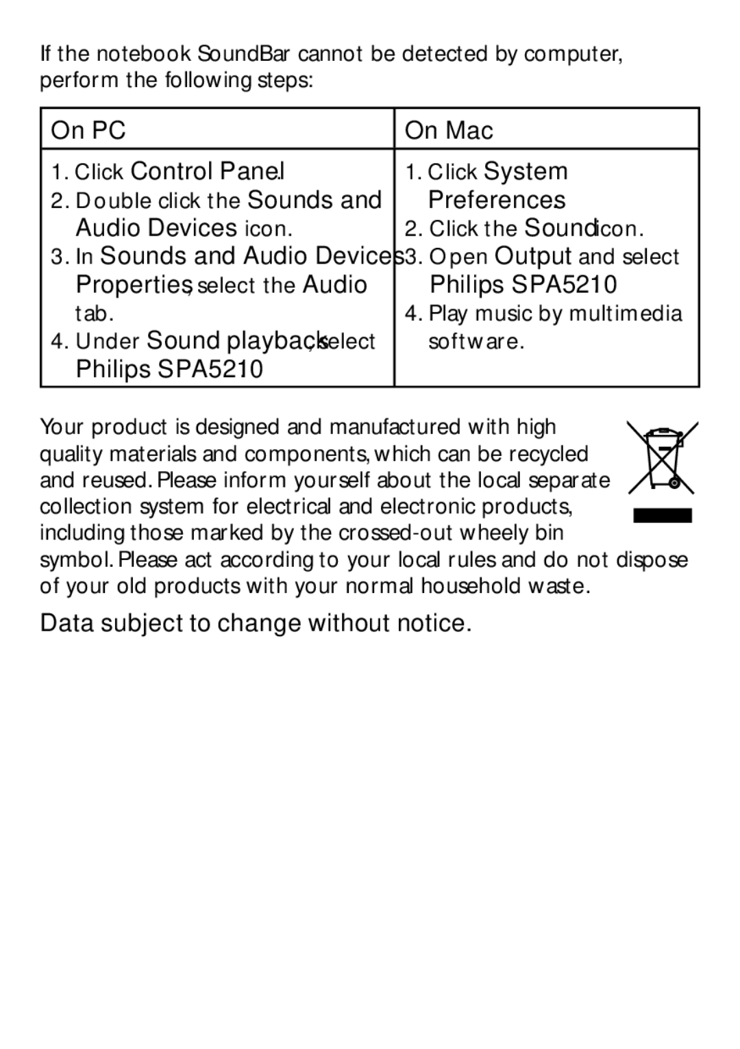 Philips SPA5210B/27 user manual Open Output and select 