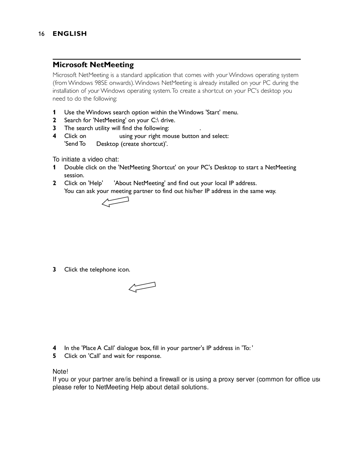 Philips SPC 700NC manual Microsoft NetMeeting, To initiate a video chat 