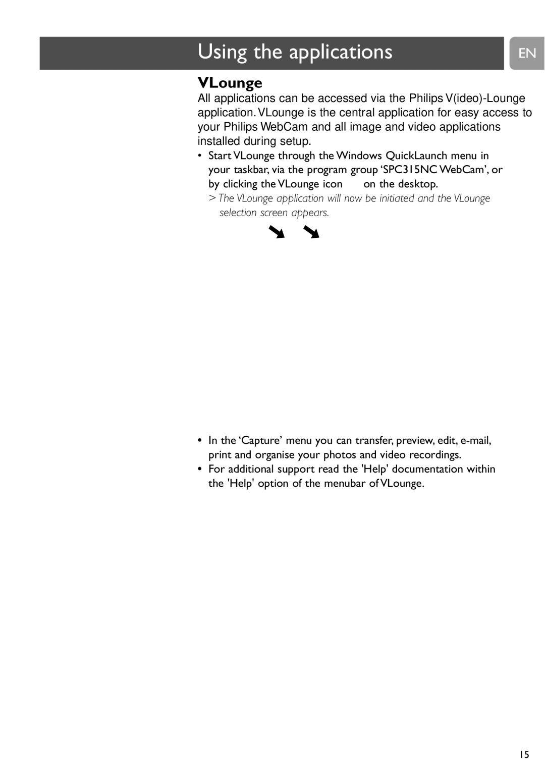 Philips SPC315NC user manual VLounge 