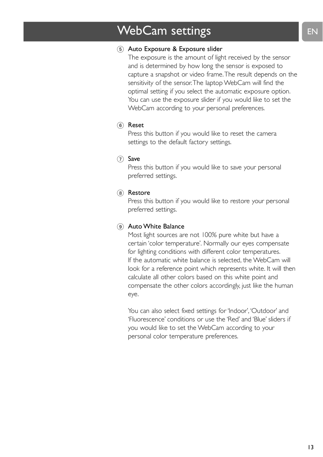 Philips SPC610NC user manual Auto Exposure & Exposure slider 