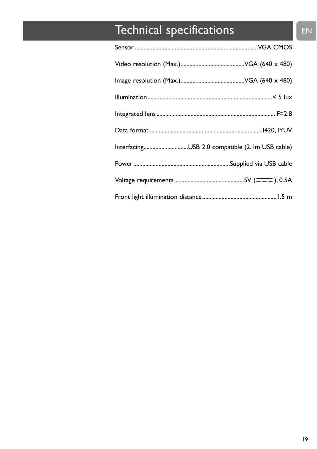 Philips SPC610NC/37 user manual Technical specifications 