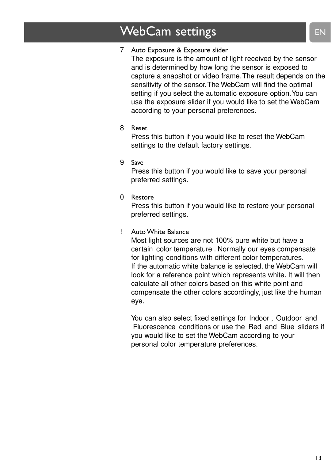 Philips SPC715NC, SPC710NC user manual Auto Exposure & Exposure slider 