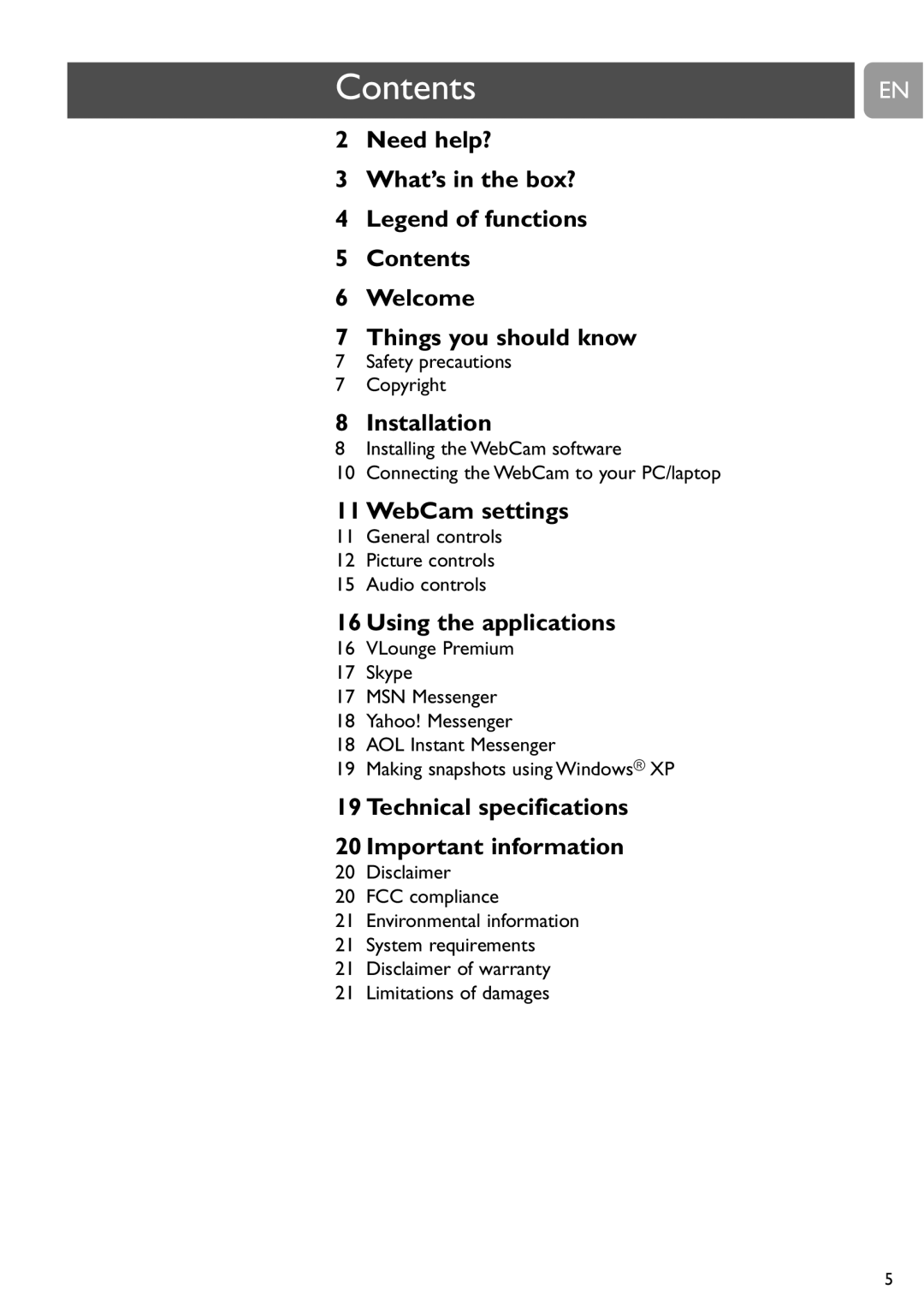 Philips SPC715NC, SPC710NC user manual Contents 