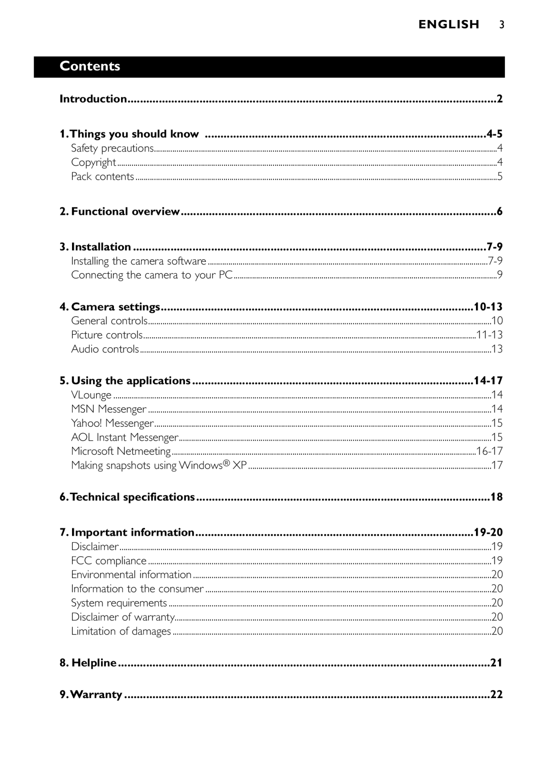 Philips SPC900NC/00 manual Contents, Things you should know 