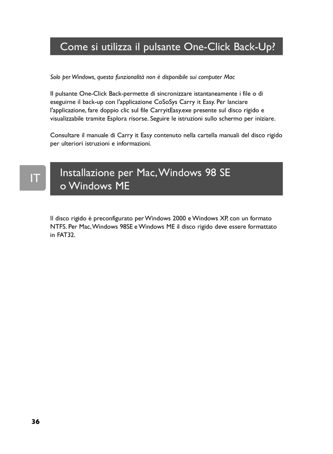 Philips SPD5250, SPD5240, SPD5230, SPD5220 user manual Come si utilizza il pulsante One-Click Back-Up?, Windows ME 