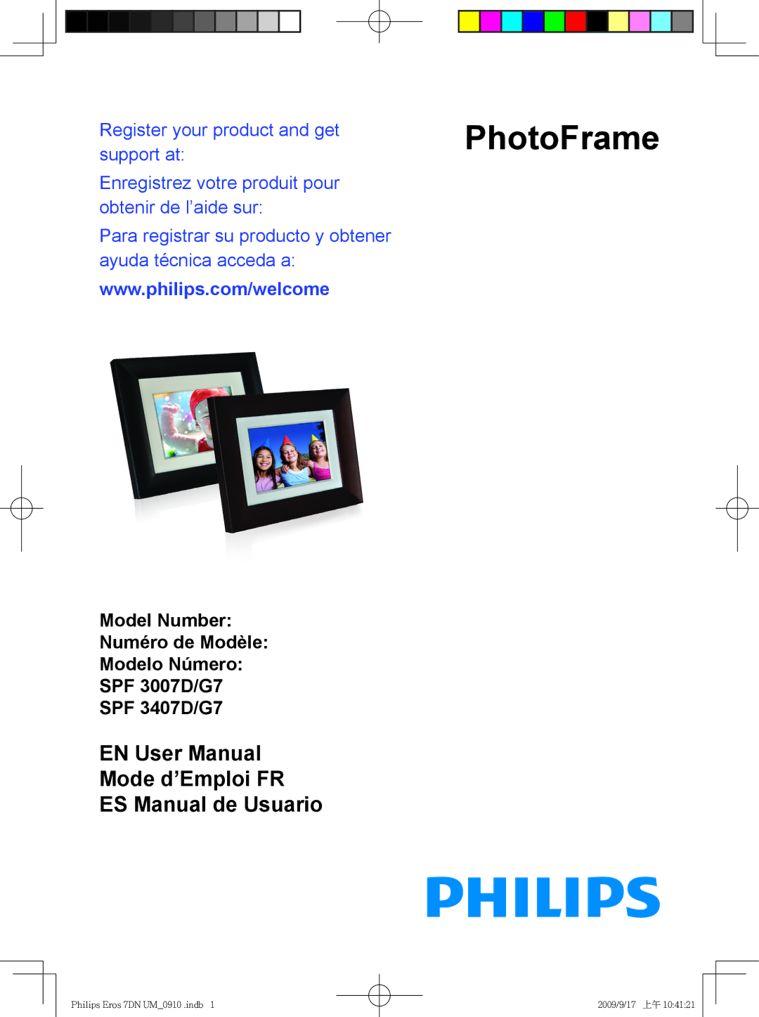 Philips SPF 3007D/G7, SPF 3407D/G7 user manual PhotoFrame 