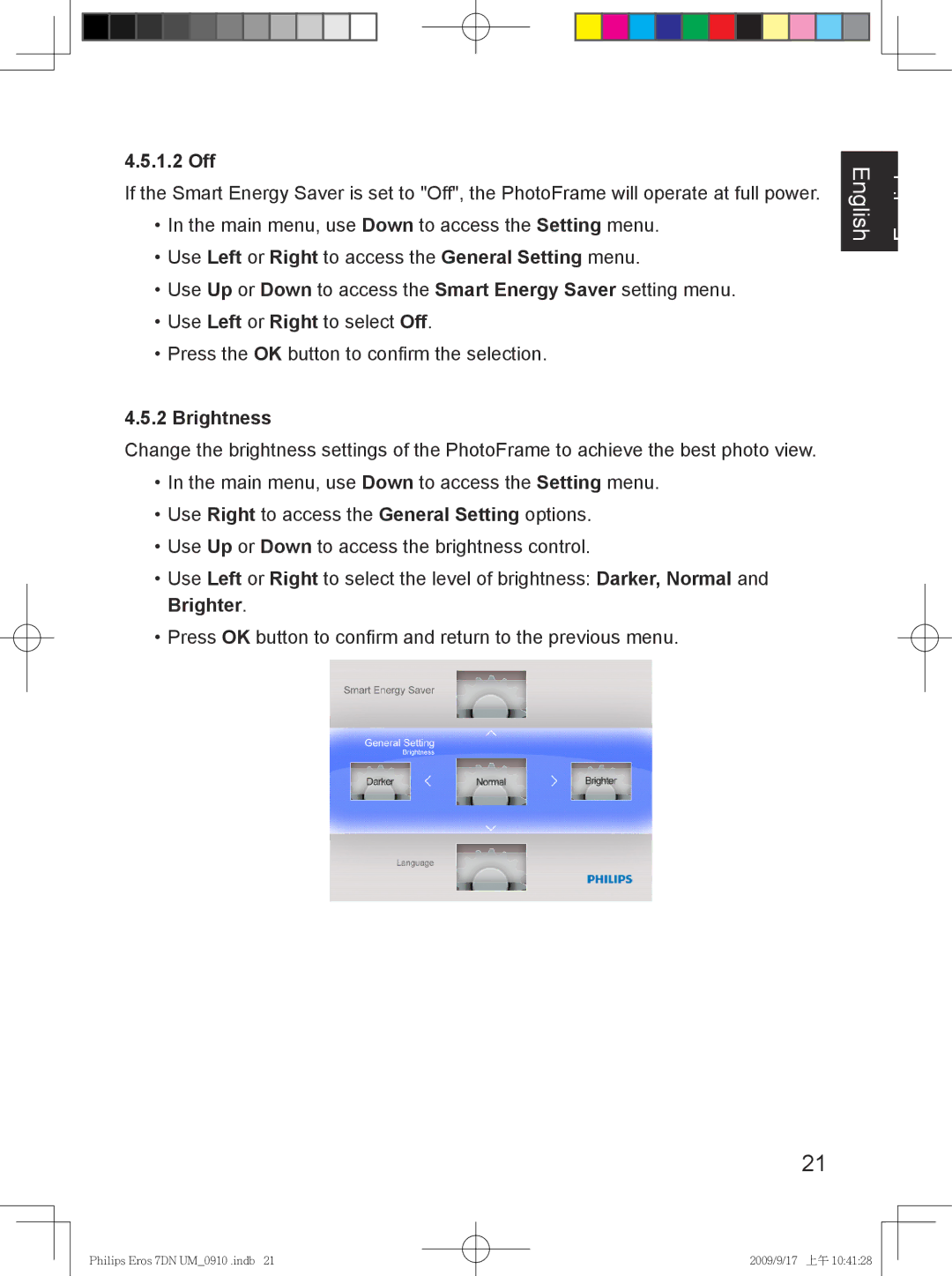 Philips SPF 3007D/G7, SPF 3407D/G7 user manual 1.2 Off, Brighter 