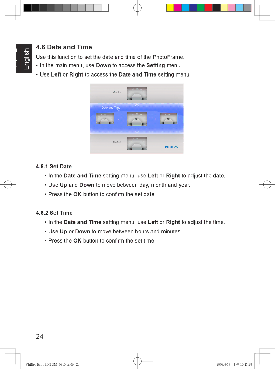 Philips SPF 3407D/G7, SPF 3007D/G7 user manual Date and Time, Set Date, Set Time 