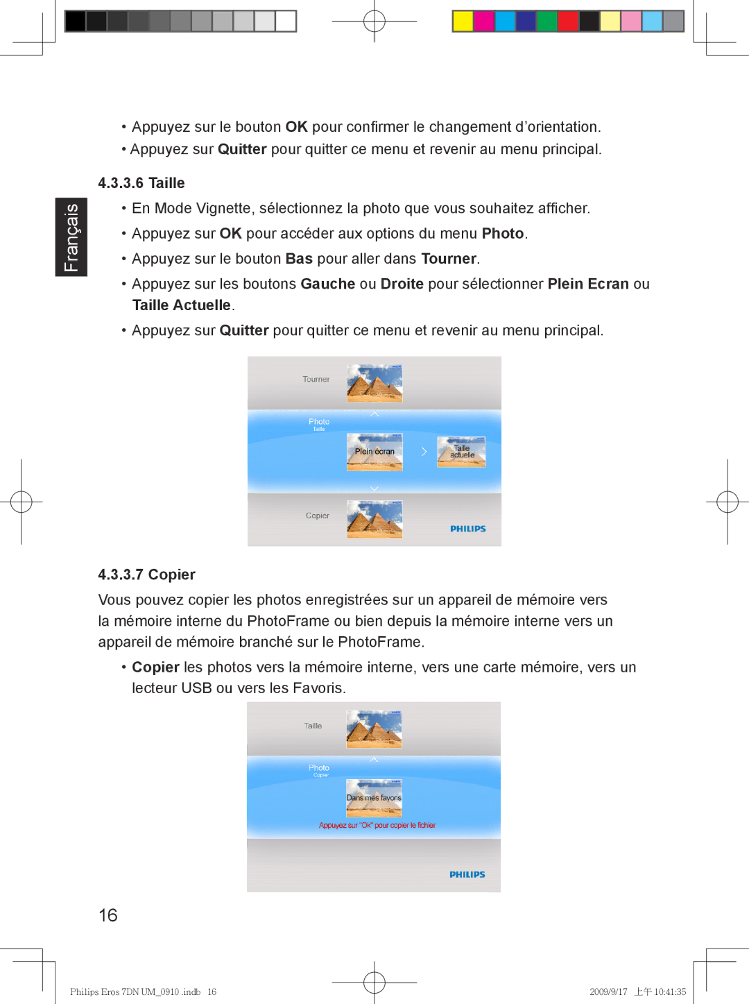 Philips SPF 3407D/G7, SPF 3007D/G7 user manual Taille, Copier 