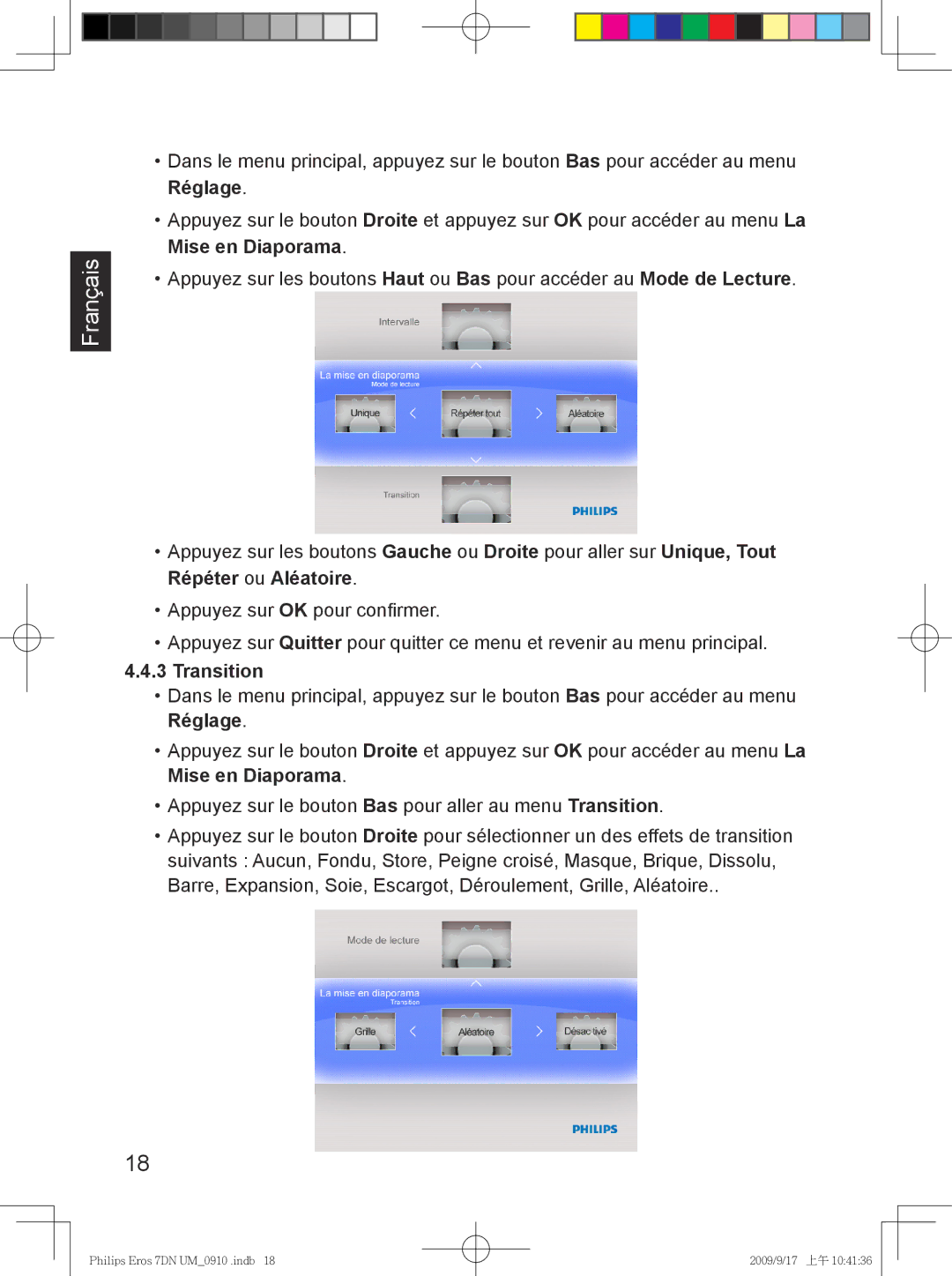 Philips SPF 3407D/G7, SPF 3007D/G7 user manual Transition 