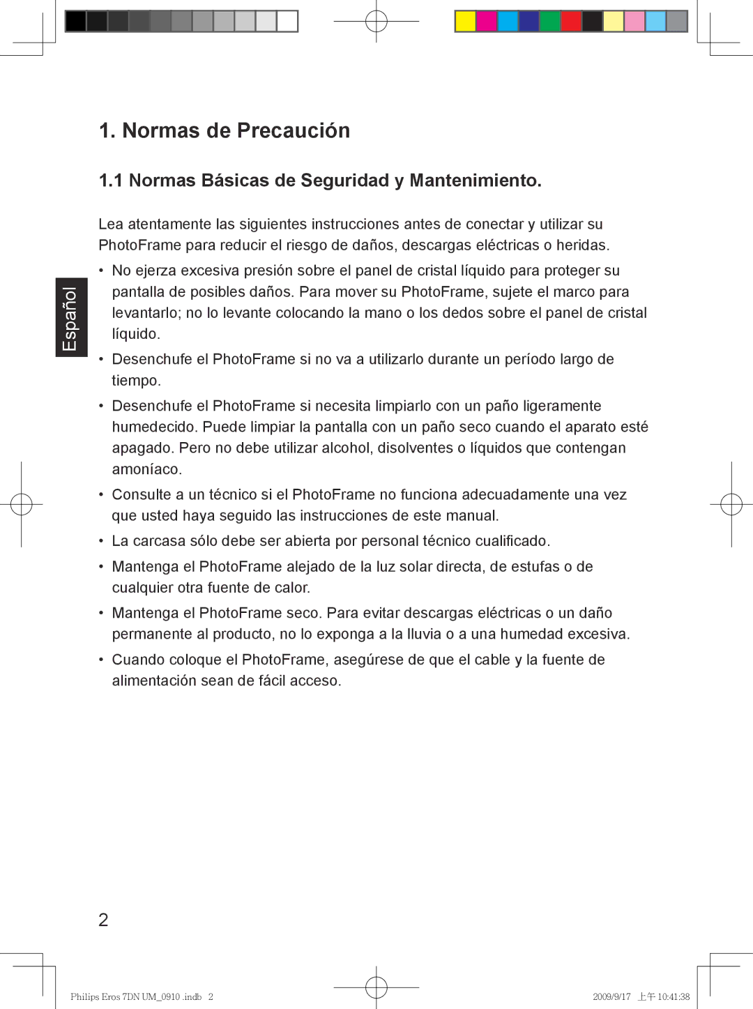 Philips SPF 3407D/G7, SPF 3007D/G7 user manual Normas de Precaución, Normas Básicas de Seguridad y Mantenimiento 