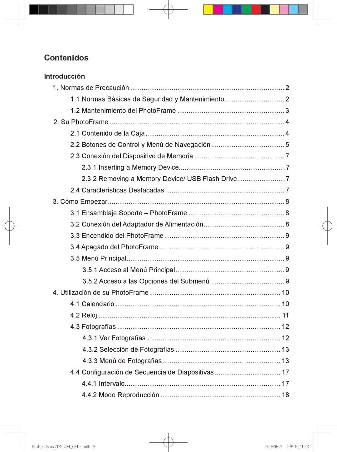 Philips SPF 3007D/G7, SPF 3407D/G7 user manual Contenidos 