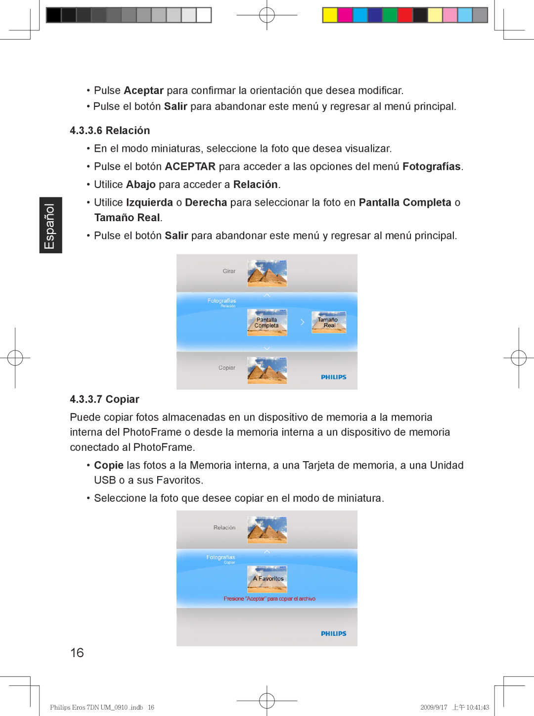 Philips SPF 3407D/G7, SPF 3007D/G7 user manual Relación, Copiar 