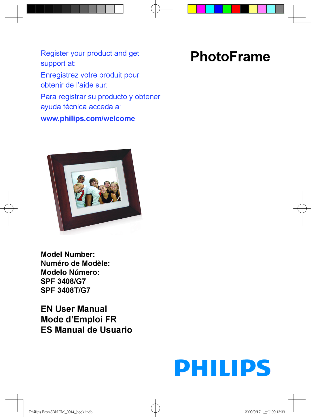 Philips SPF 3408T/G7, SPF 3408/G7 user manual PhotoFrame 