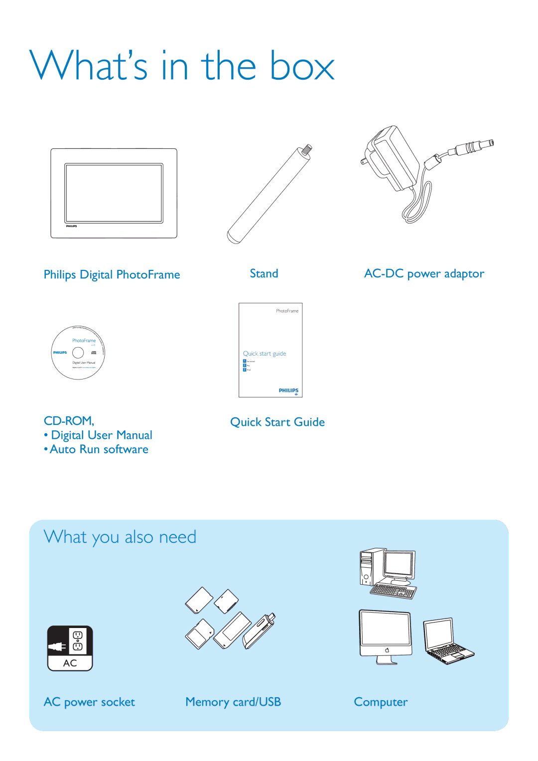 Philips SPF1017 quick start What’s in the box 