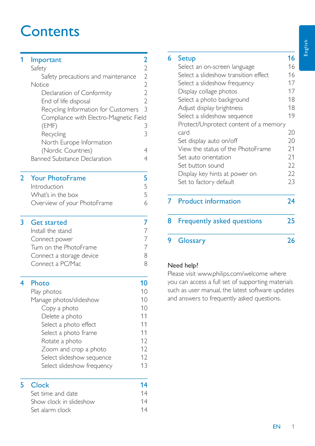 Philips SPF1027/05 user manual Contents 