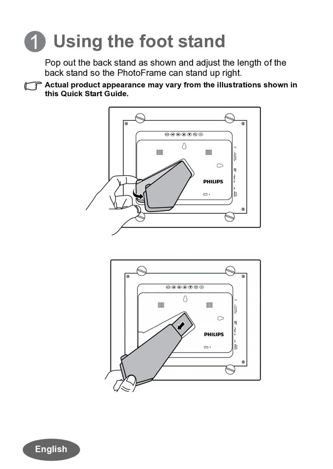 Philips SPF3010C/G7 quick start Using the foot stand 