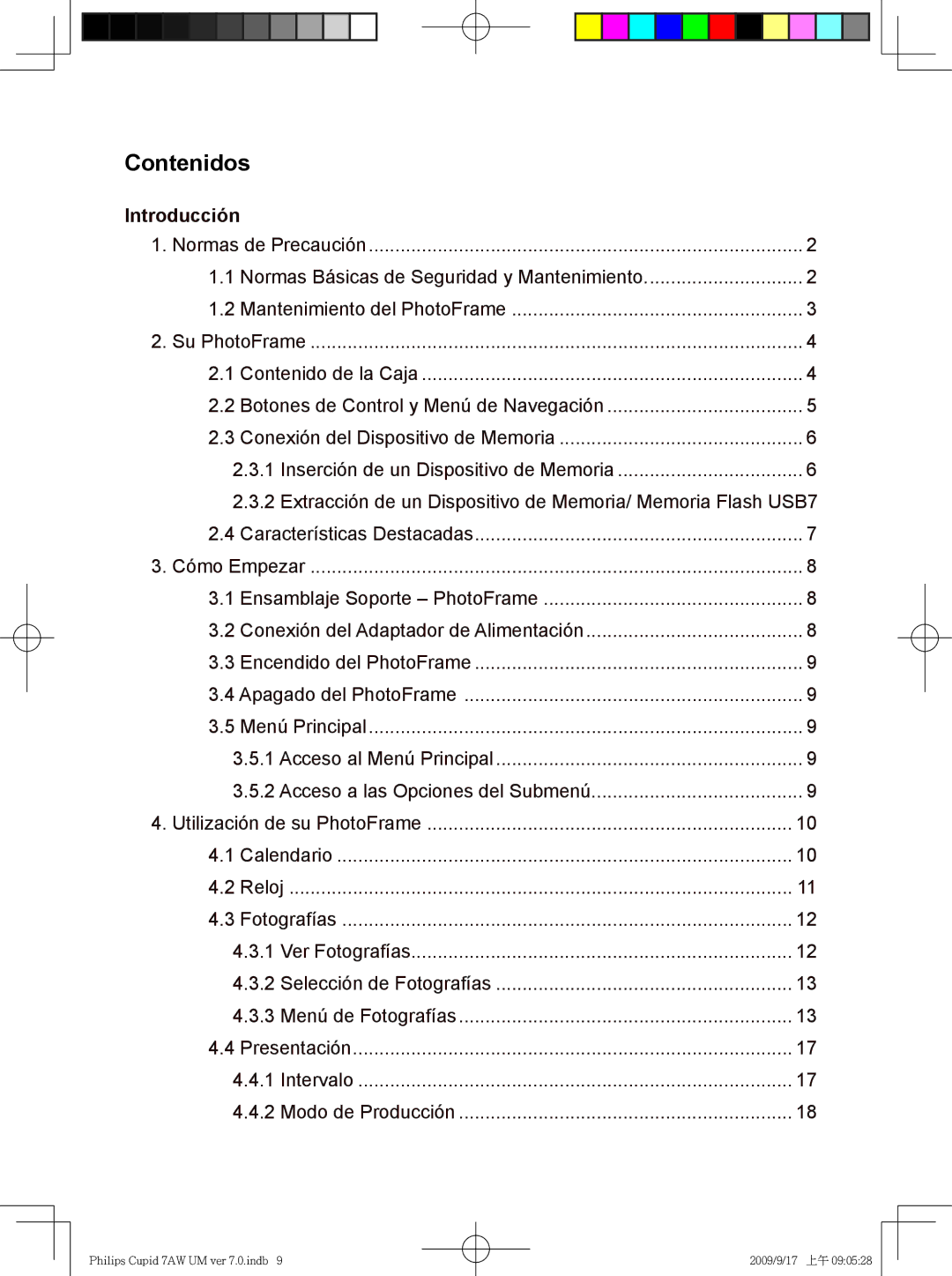 Philips SPF3007/G7, SPF3407/G7 user manual Contenidos 