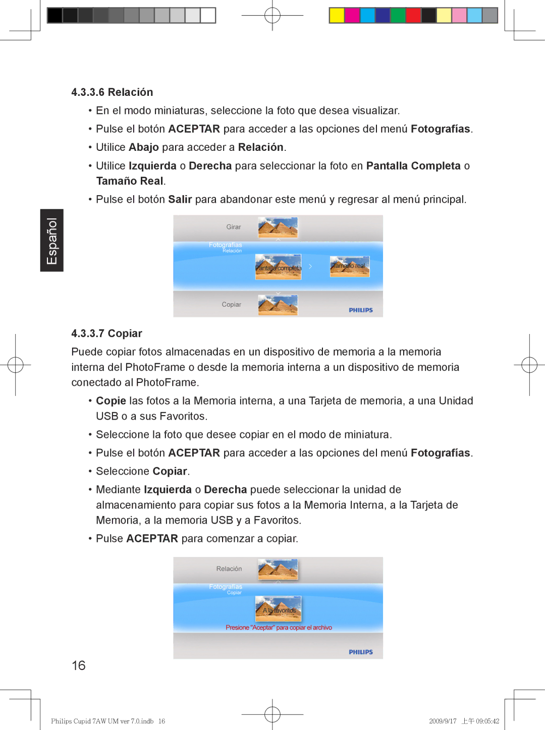 Philips SPF3407/G7, SPF3007/G7 user manual Relación, Copiar 