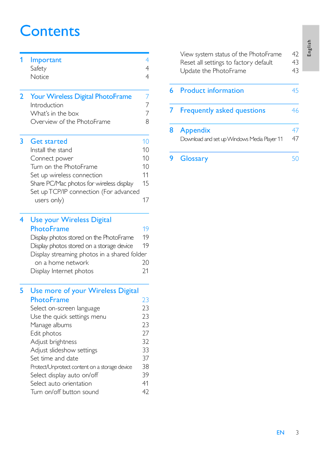 Philips SPF7210 user manual Contents 