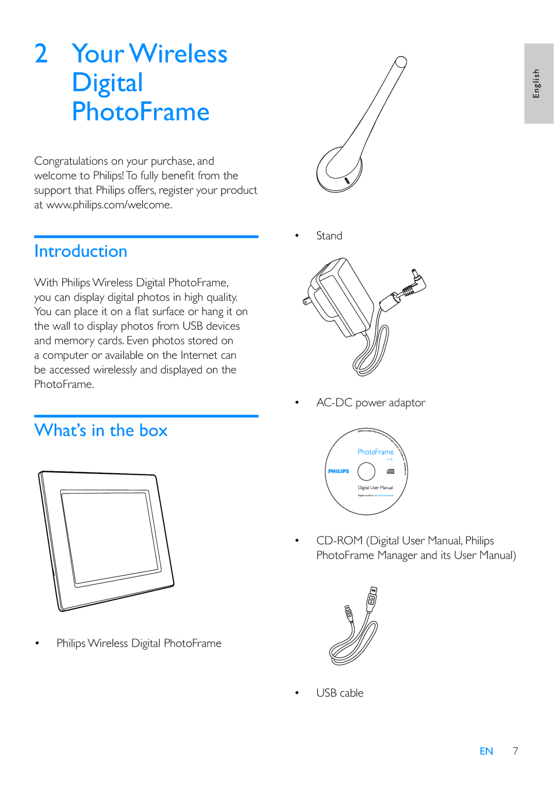 Philips SPF7210 user manual Introduction, What’s in the box 