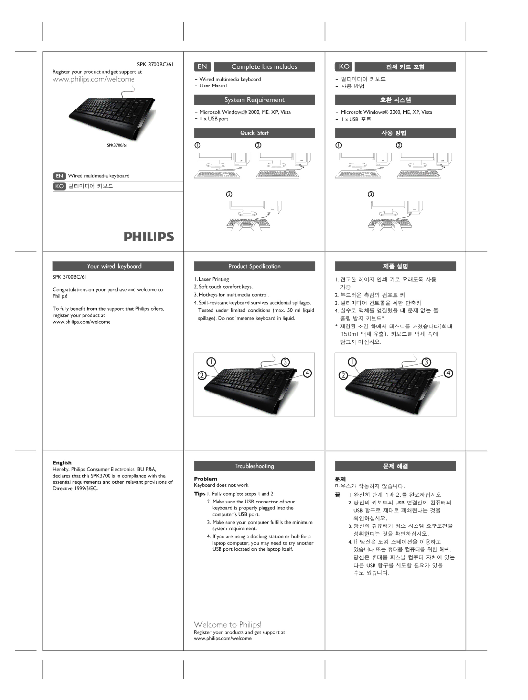 Philips SPK3700BC/61 manual 