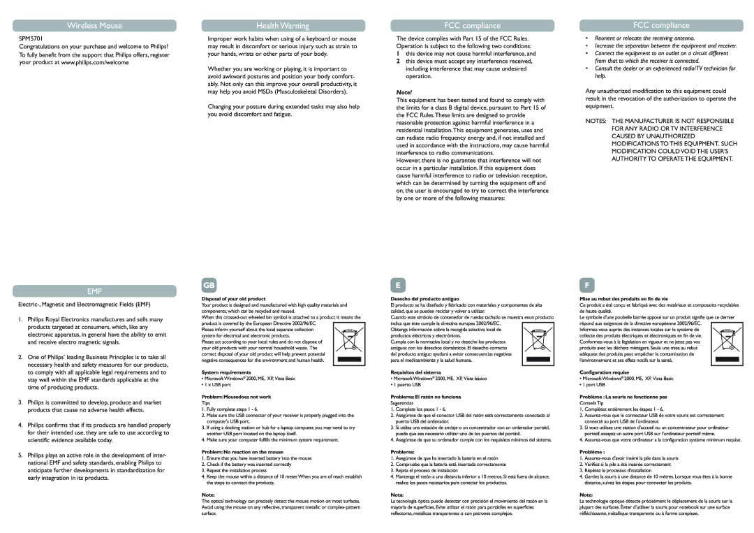 Philips SPM5701 manual 