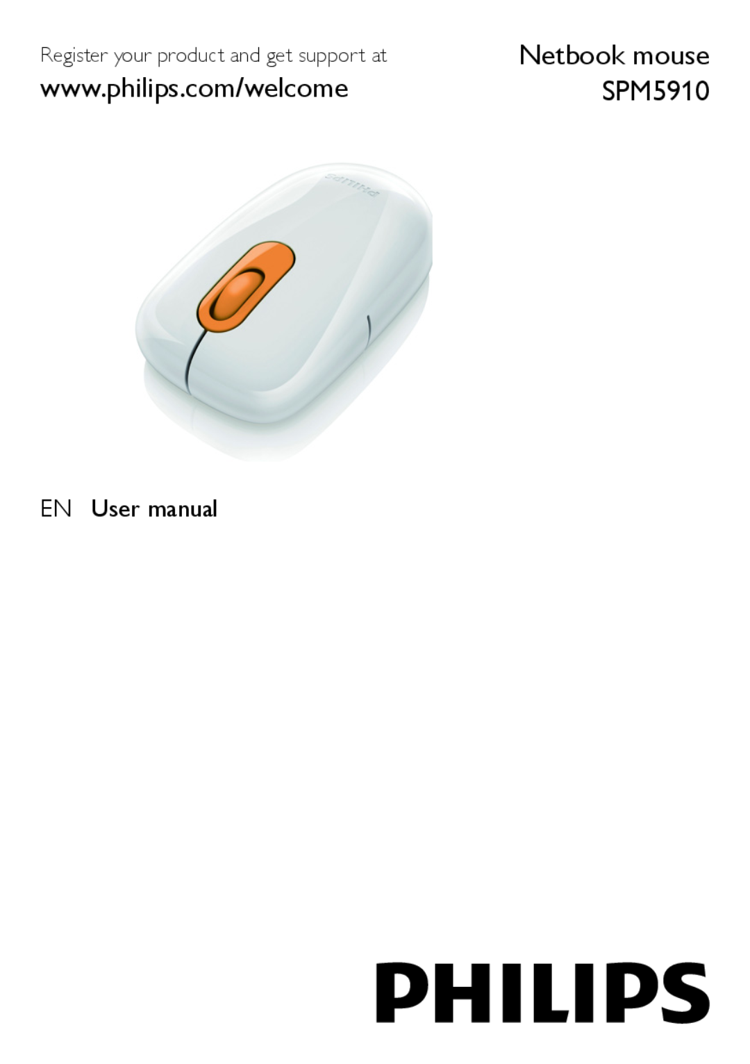 Philips SPM5910 user manual Netbook mouse, Register your product and get support at 