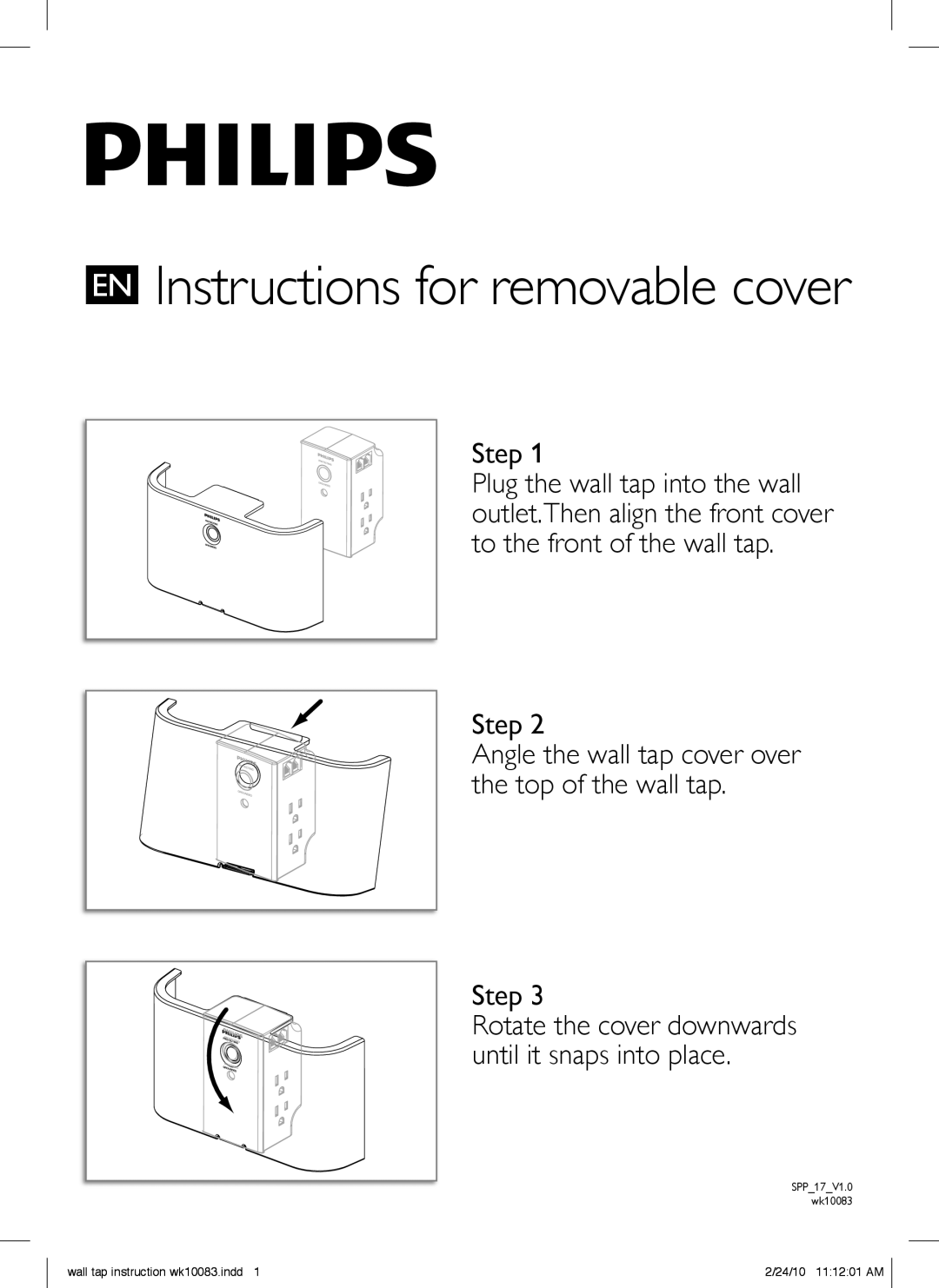 Philips SPP4031A/17 manual EN Instructions for removable cover, Step 