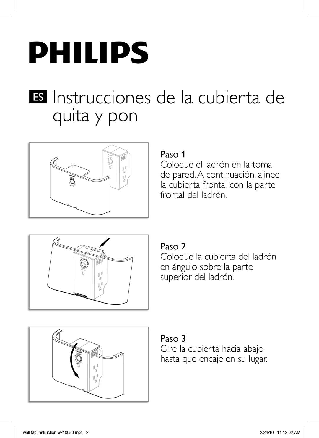 Philips SPP4031A/17 manual ES Instrucciones de la cubierta de quita y pon, Paso 