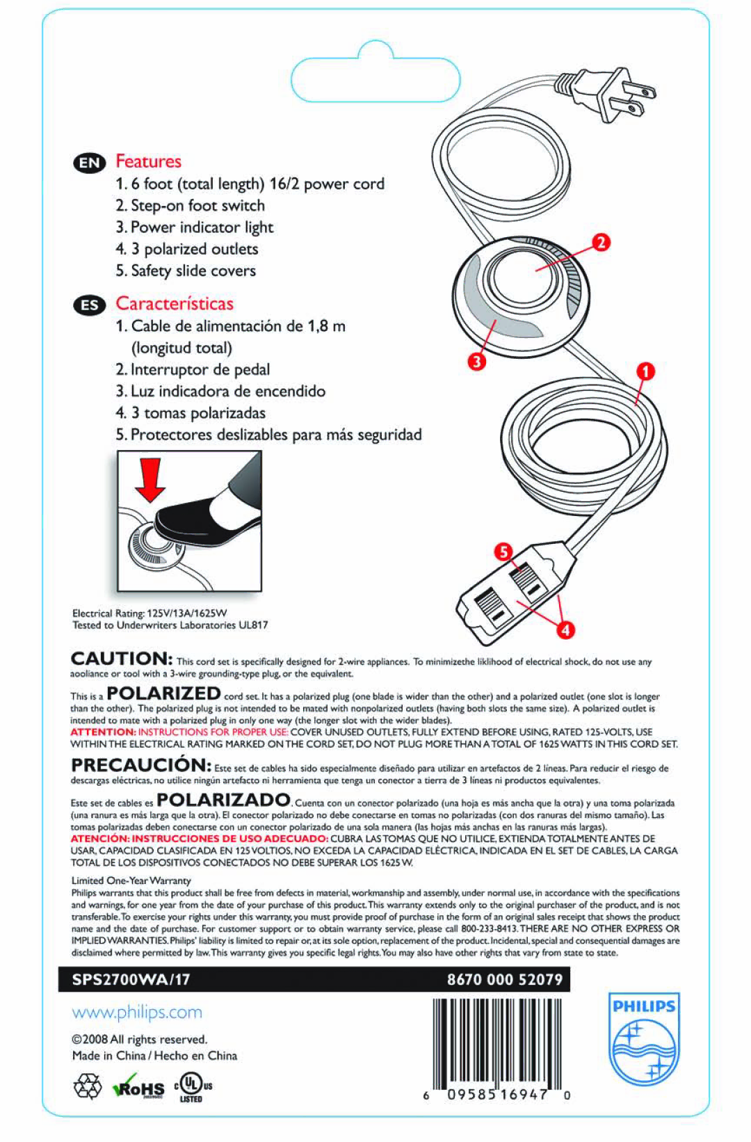 Philips SPS2700WA/17 manual 