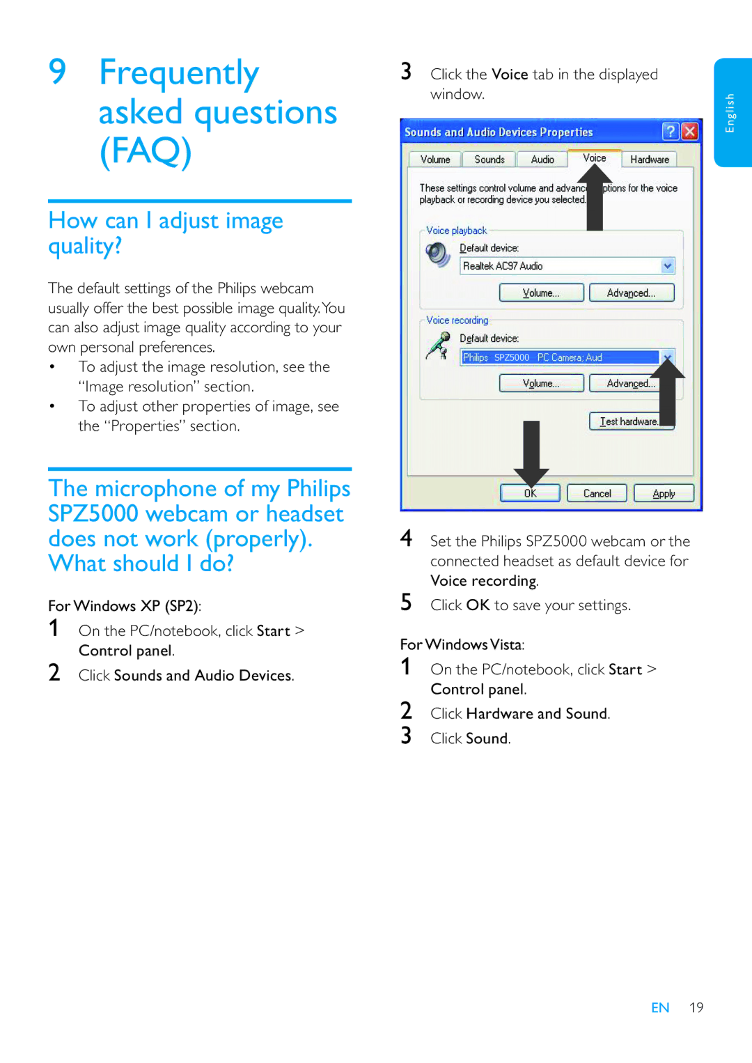 Philips SPZ5000 user manual How can I adjust image quality?, What should I do? 