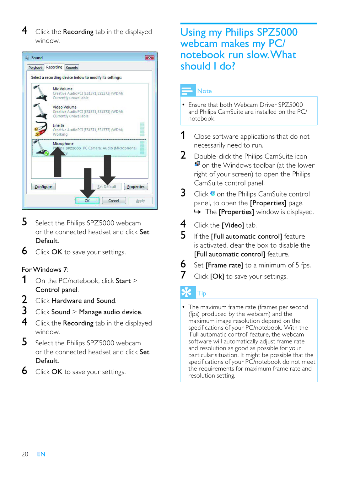 Philips SPZ5000 user manual 20 EN 