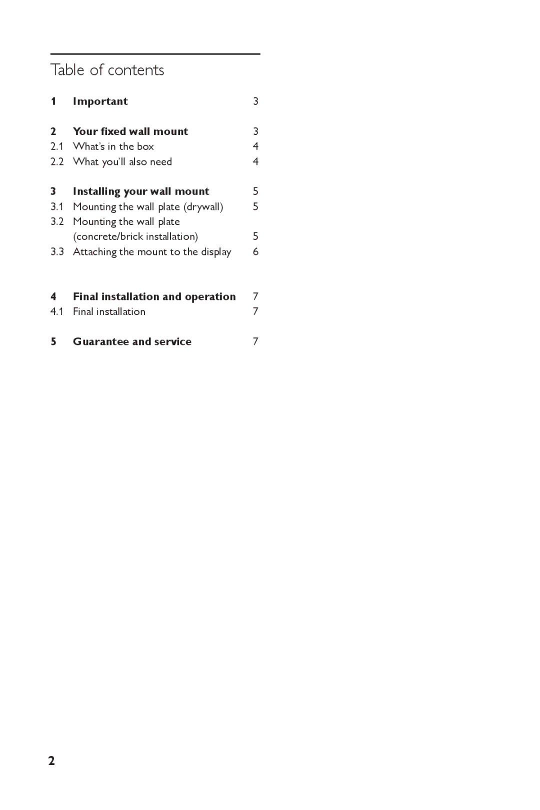 Philips SQM4122/27 manual Table of contents 