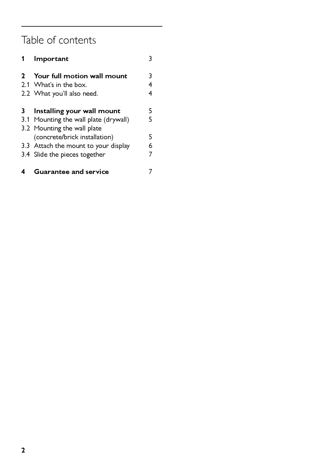 Philips SQM4512 manual Table of contents 