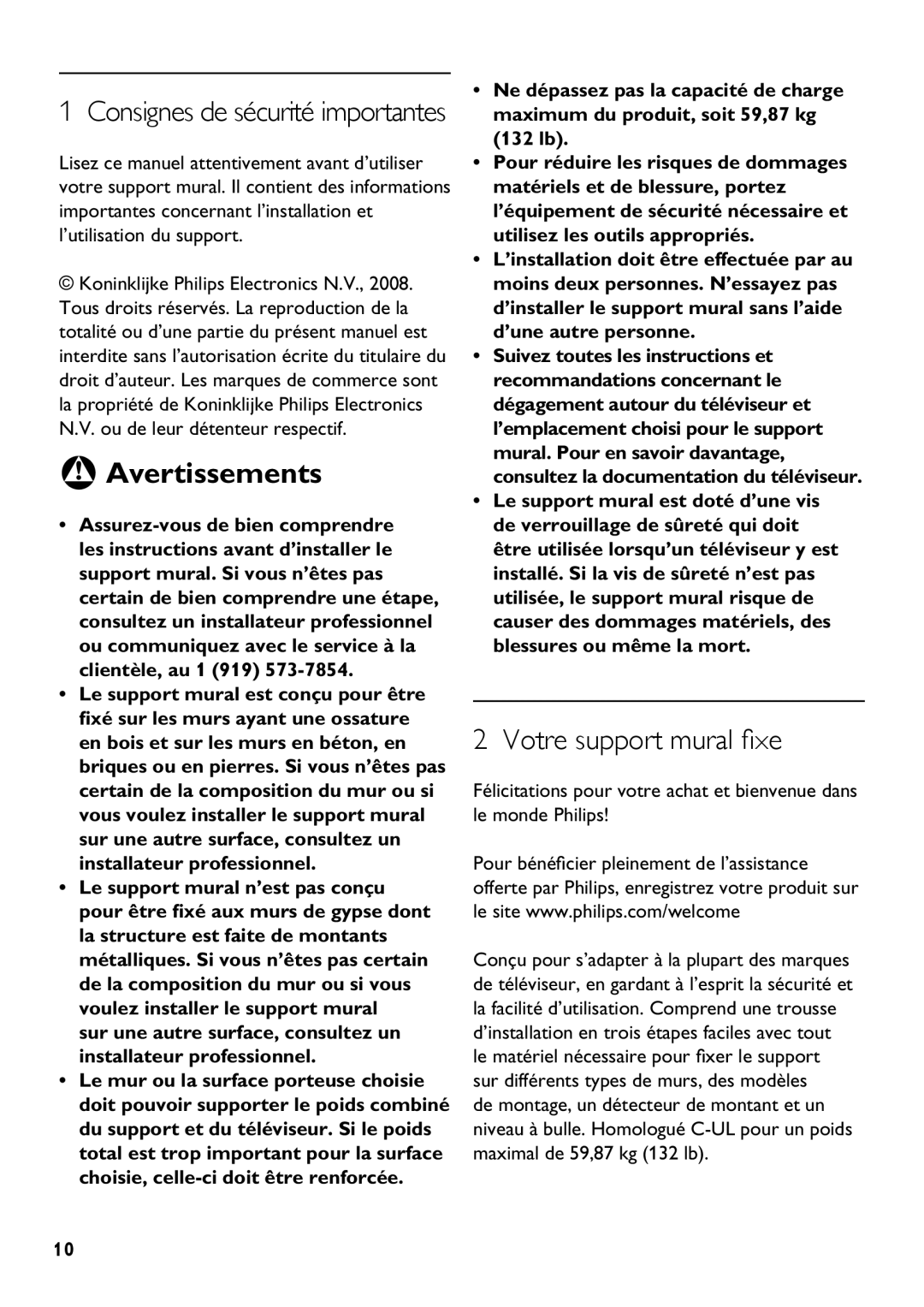 Philips SQM5222/27 manual Avertissements 