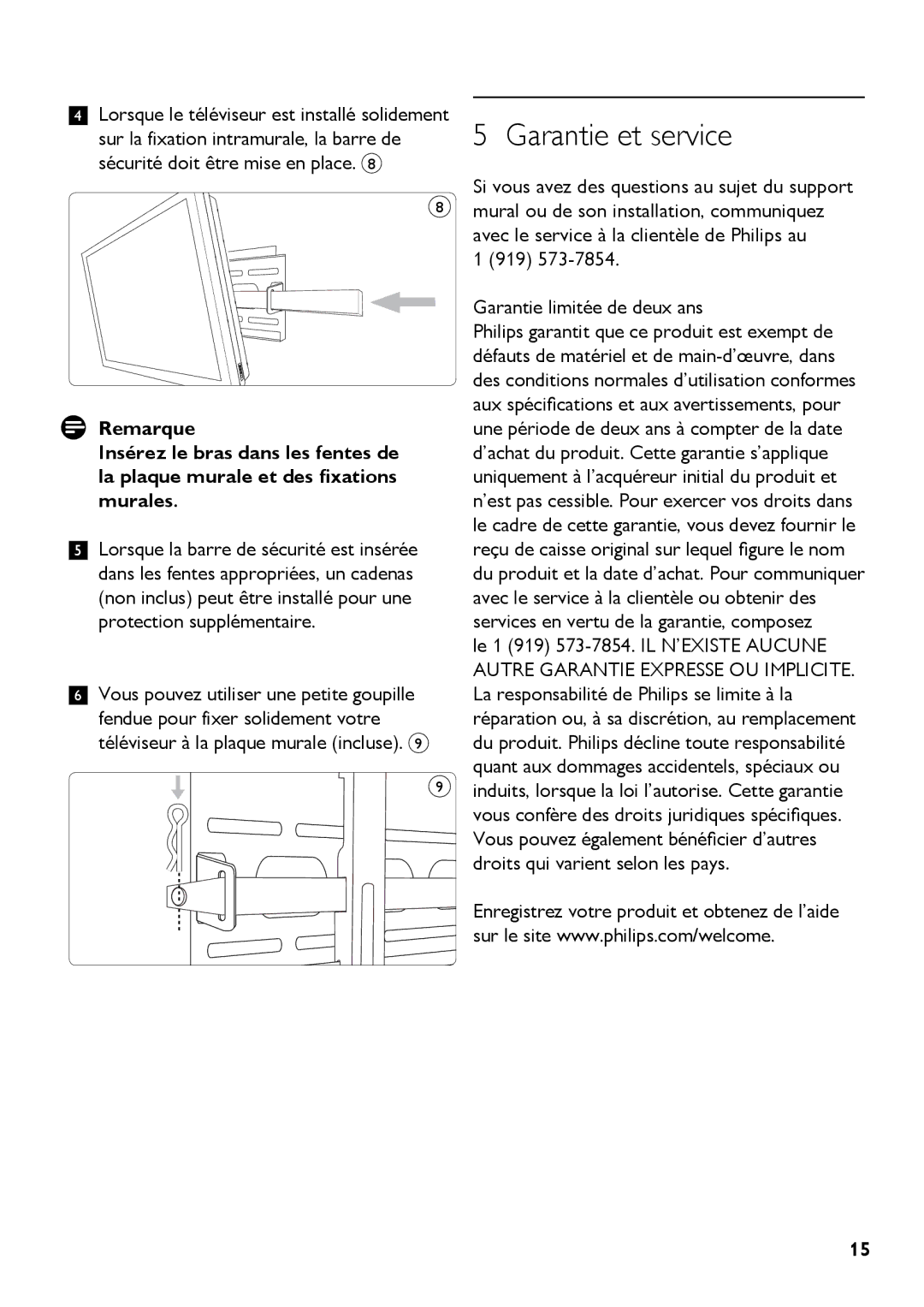 Philips SQM5222/27 manual Garantie et service, Garantie limitée de deux ans 